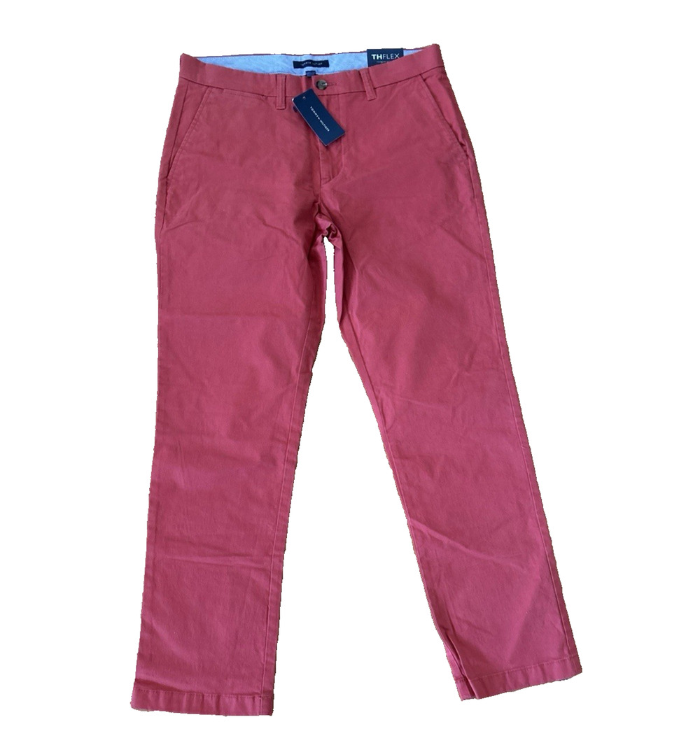 Tommy Hilfiger The Flex Men's Straight Fit Stretch Chino Pant Red 32X30 NWT